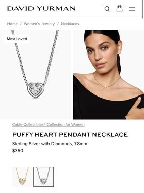David Yurman Puffy Heart Pendant Necklace